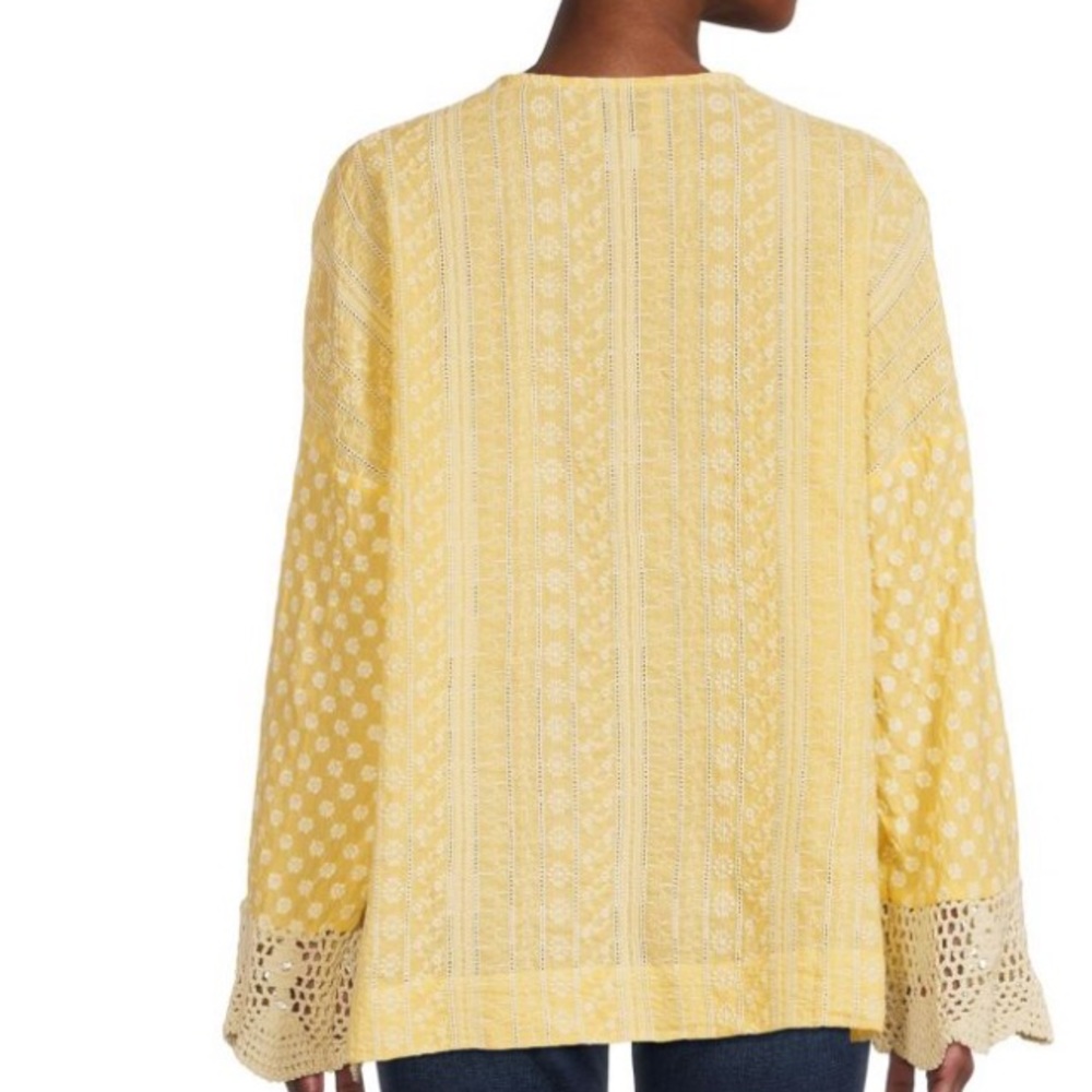 (A56) AREA STARS Luna Eyelet Embroidered Top, Color: Lemon, Size Large, NWT - Picture 3 of 9